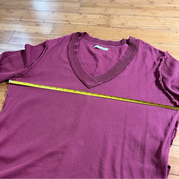 We The Free Asher Oversized Knit Thermal Sweater 100% Cotton - Cranberry - Picture 12 of 12